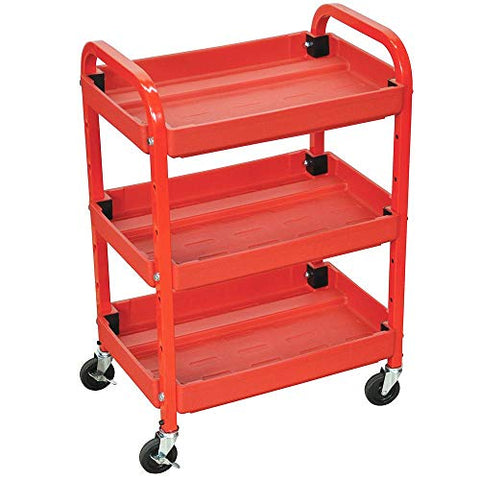 Adjustable Utility Cart - Three Shelves - Red