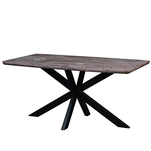 LeisureMod Ravenna 63&#34; Rectangular Wood Dining Table with Geometric Base (Grey)
