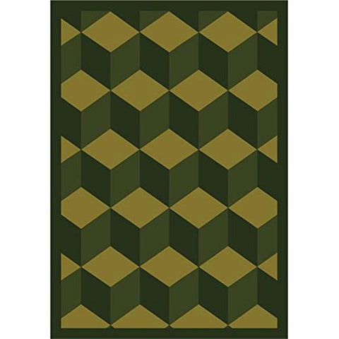 Joy Carpets Kaleidoscope Highrise Whimsical Area Rugs, 92-Inch by 129-Inch by 0.36-Inch, Olive