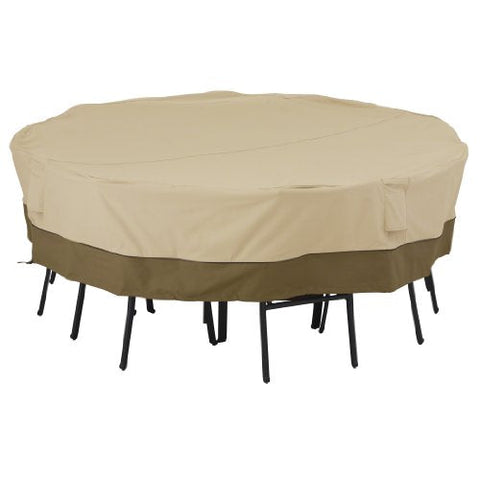 Classic Accessories Veranda Water-Resistant 98 Inch Square Patio Table &amp; Chair Set Cover, Outdoor Table and Chair Cover