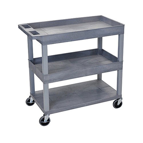 32 in. x 18 in. Cart - Two Tub/One Flat Shelves - Gray
