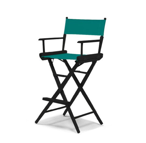 Telescope Casual World Famous Bar Height Director Chair With Black Finish and Teal Fabric