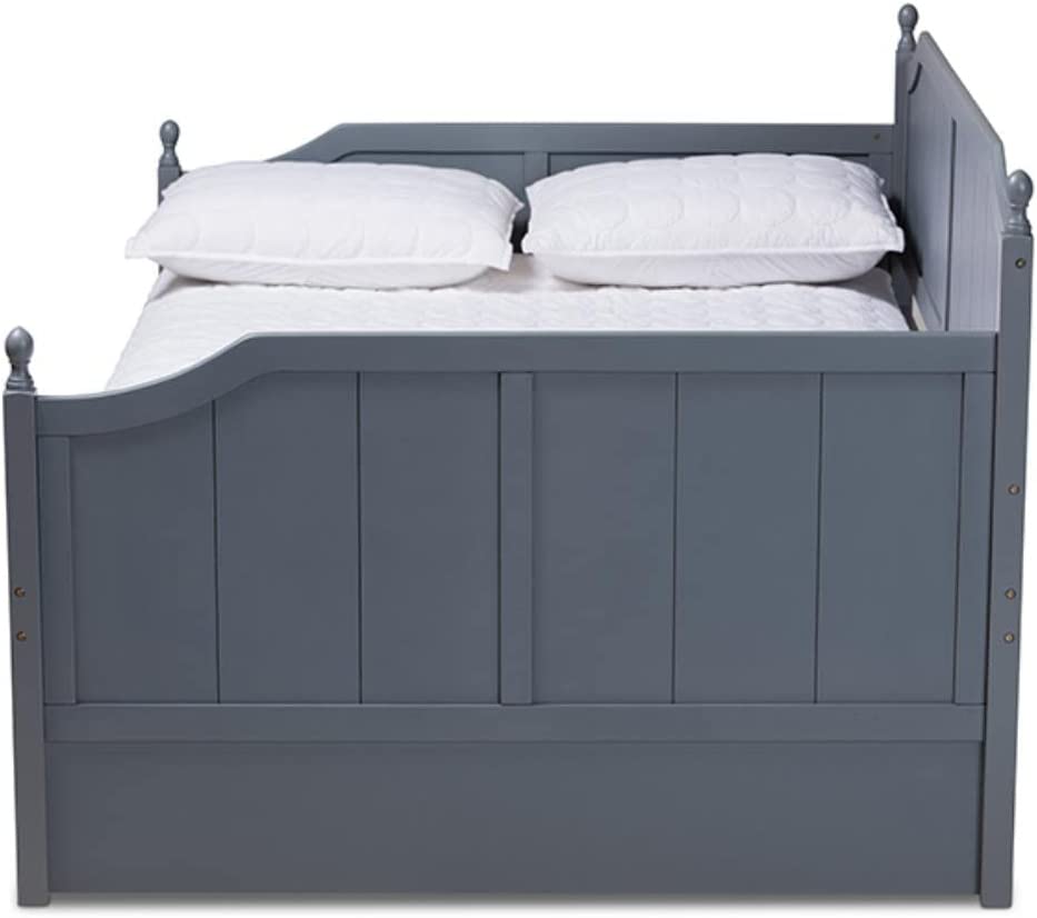 Baxton Studio Millie Cottage Farmhouse Grey Finished Wood Full Size Daybed with Trundle