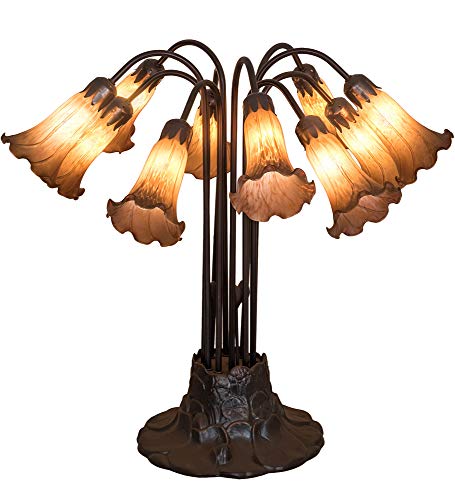 22InchH Amber Pond Lily 10 LT Table Lamp
