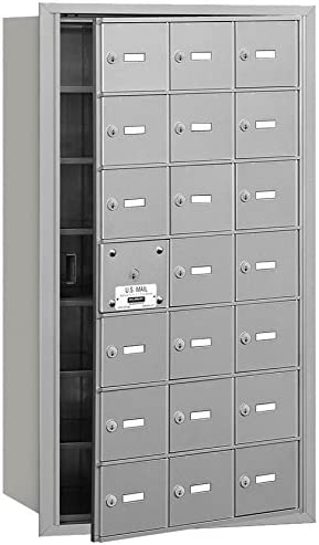 Salsbury Industries 3621AFP 4B Plus Horizontal Mailbox with Master Commercial Lock, 21 A Doors 20 Usable, Front Loading, Private Access, Aluminum