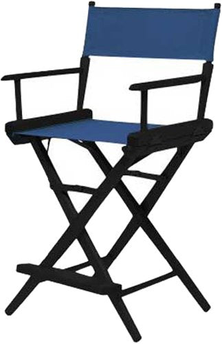 Telescope Casual World Famous Bar Height Director Chair With Black Finish and Blue Fabric
