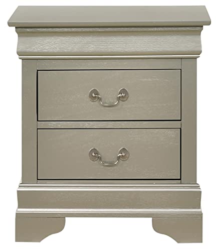 Louis Philippe 2-Drawer Silver Champagne Nightstand (24 in. H X 22 in. W X 16 in. D)