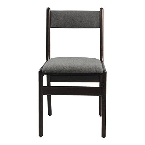 Ouuuhlala Cara Dark Grey Rubber Wood Fabric Dining Chair with Espresso Leg (Set of 2)