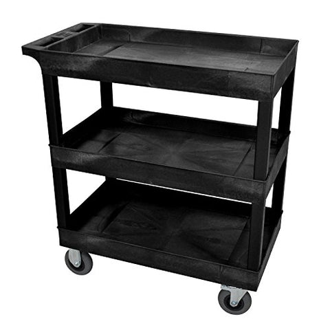 32 in. x 18 in. Cart - Three-Tub Shelf with 5 in. Casters - Black