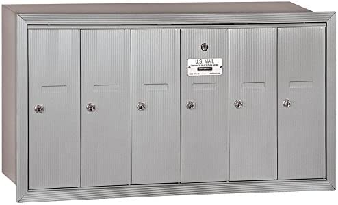 Salsbury Industries 3506ARP Recessed Mounted Vertical Mailbox with Master Commercial Lock, Private Access and 6 Doors, Aluminum