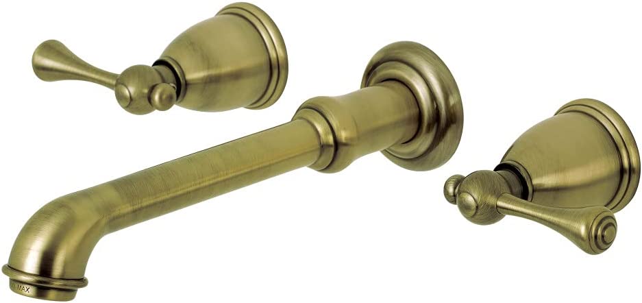 Kingston Brass KS7123BL 8-Inch Center Wall Mount Bathroom Faucet, Antique Brass