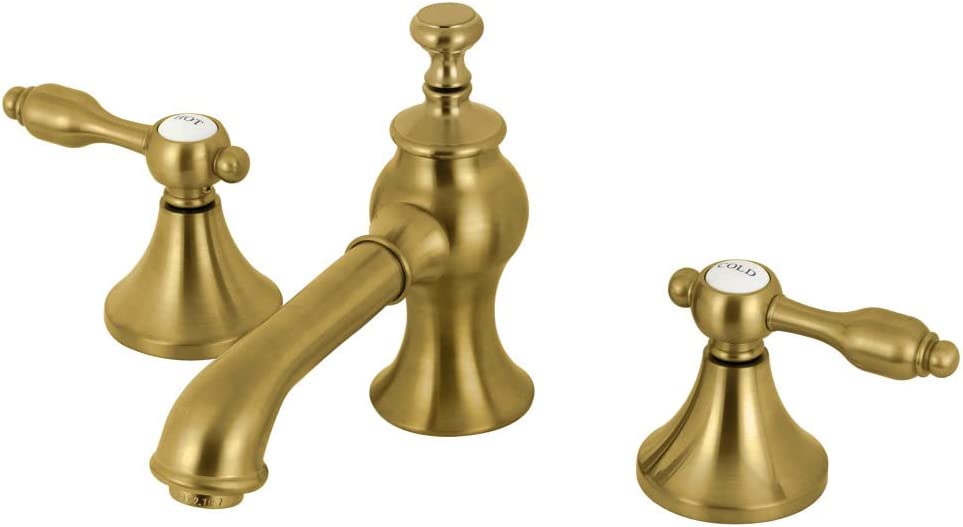 Kingston Brass KC7067TAL Tudor 8 in. Widespread Bathroom Faucet, Brushed Brass