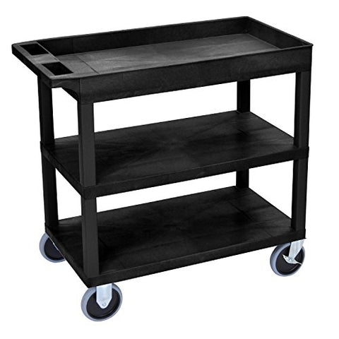32 in. x 18 in. Cart - Two Flat/One Tub Shelves - Black
