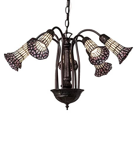 24 inches Wide Tiffany Pond Lily 7 Light Chandelier