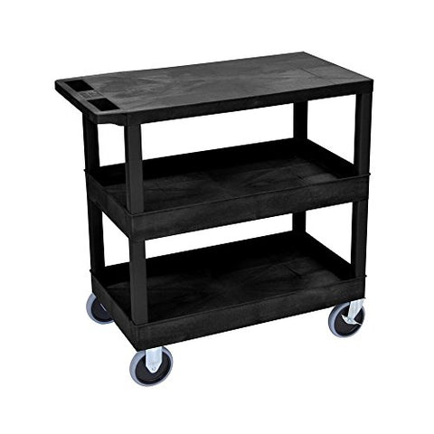 32 in. x 18 in. Cart - Two Tub/One Flat Shelves - Black