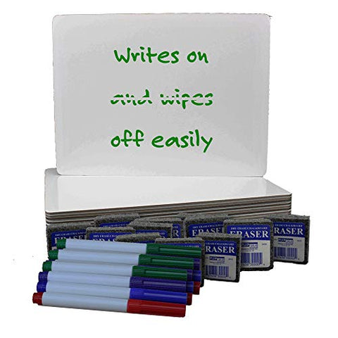 Flipside Products Dry Erase Board + Colored Pens + Student Eraser Class, Pack of 12 (31003)