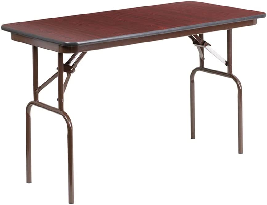 Flash Furniture 4-Foot Mahogany Melamine Laminate Folding Banquet Table