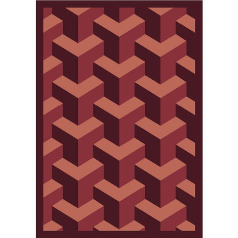 Joy Carpets Kaleidoscope Rooftop Whimsical Area Rugs, 64-Inch by 92-Inch by 0.36-Inch, Burgundy
