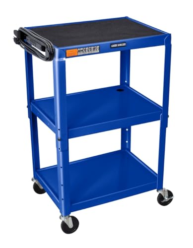 Adjustable-Height Steel Utility Cart - Royal Blue - Blue