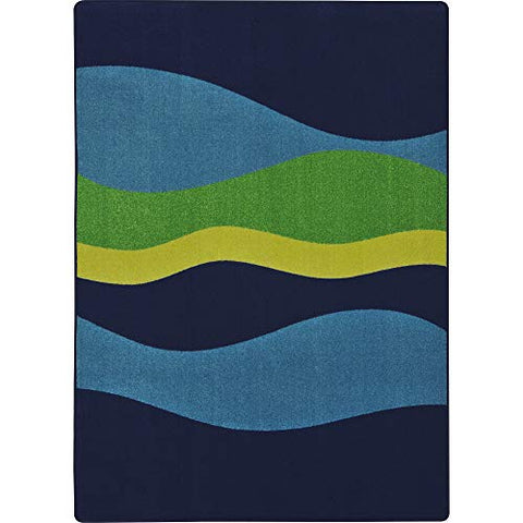 Joy Carpets Kid Essentials Flow Teen Area Rugs, 64-Inch by 92-Inch by 0.36-Inch, Navy