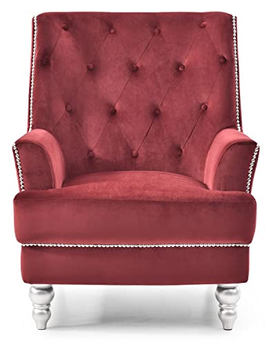 Pamona Burgundy Upholstered Accent Chair