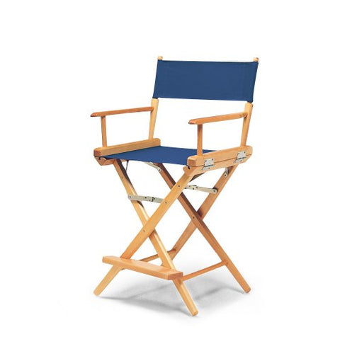 Telescope Casual World Famous Balcony Height Director Chair With Varnish Finish and Blue Fabric