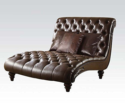 ACME Chaise w/3Pillows, 2-Tone Brown PU