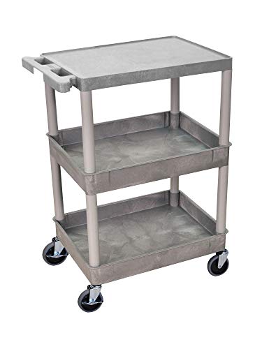 Flat Top and Tub Middle/Bottom Shelf Cart - Gray