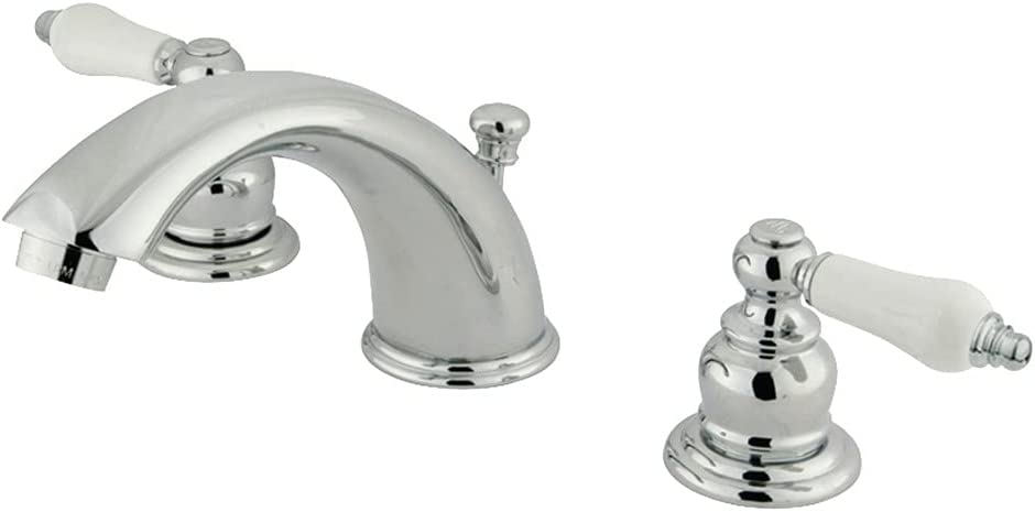 Kingston Brass KB974B Victorian Widespread Bathroom Faucet, 8-Inch Adjustable Center, Polished Chrome/Polished Brass
