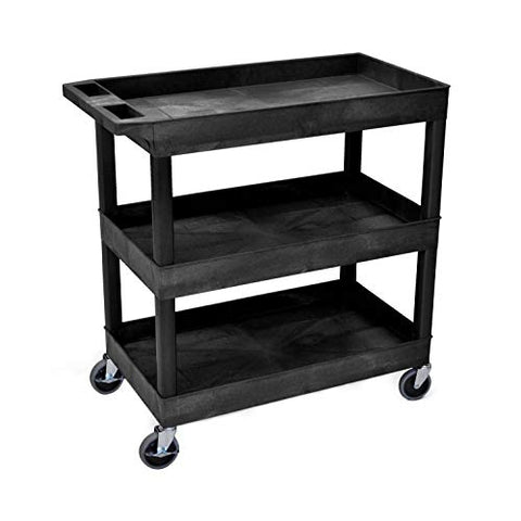 32 in. x 18 in. Tub Cart - Three Shelves - Black