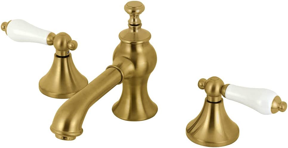 Kingston Brass KC7067PL Vintage 8 in. Widespread Bathroom Faucet, Brushed Brass