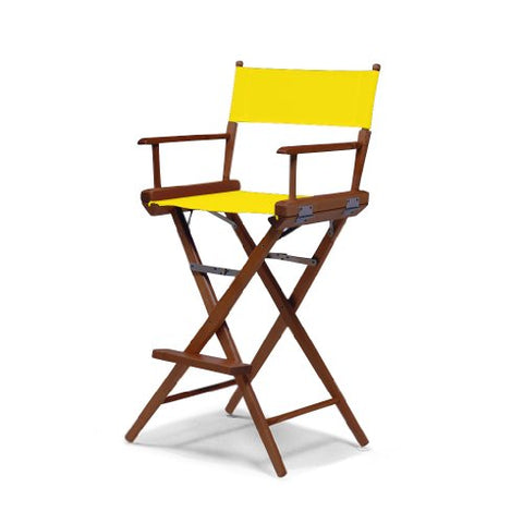 Telescope Casual World Famous Bar Height Director Chair With Walnut Stain Finish and Canary Fabric