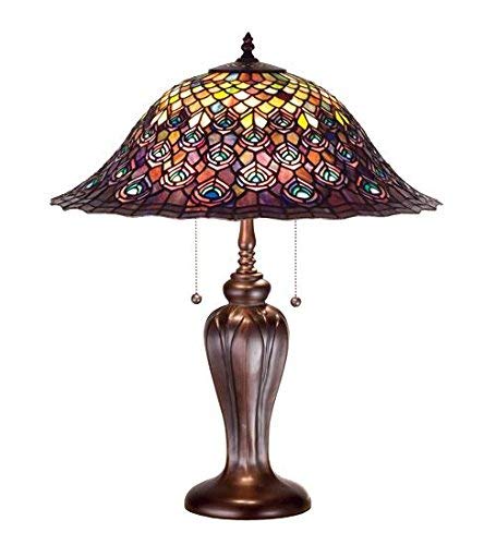 25 inches H Tiffany Peacock Feather Table Lamp