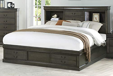 ACME Louis Philippe III Eastern King Bed - - Dark Gray