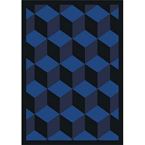 Joy Carpets Kaleidoscope Highrise Whimsical Area Rugs, 92-Inch by 129-Inch by 0.36-Inch, Navy