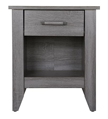Lennox 1-Drawer Gray Nightstand (24 in. H x 18 in. W x 21 in. D)