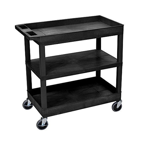 32 in. x 18 in. Cart - Two Tub/One Flat Shelves - Black