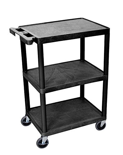 Utility Cart - 3 Shelves Structural Foam Plastic - Black