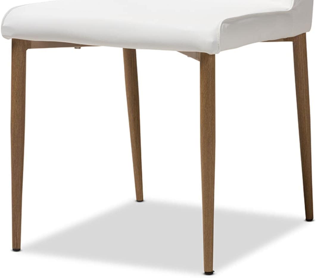 Baxton Studio Chandelle Modern and Contemporary White Faux Leather Upholstered Dining Chair