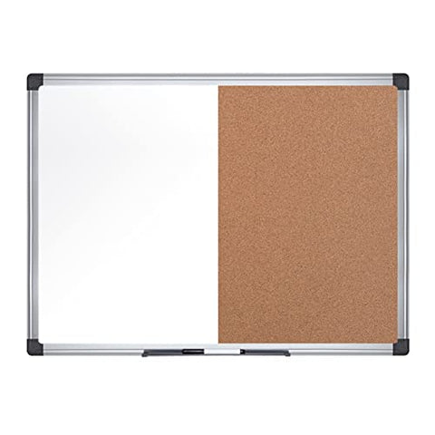 MasterVision Maya Combo Board Melamine Dry-Erase and Cork 48 Inches x 72 Inches Aluminum Frame