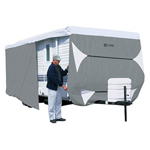 Classic Accessories Over Drive PolyPRO3 Deluxe Travel Trailer Cover or Toy Hauler Cover, Fits 38&#39; - 40&#39; RVs (80-357-223101-RT) , Grey