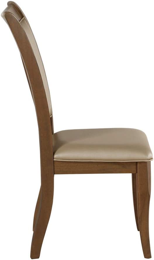 ACME Side Chair, Beige PU &amp; Gray Oak