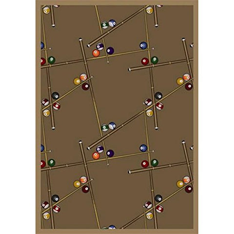 Joy Carpets Games People Play Snookered Gaming Area Rugs, 92-Inch by 129-Inch by 0.36-Inch, Dark Dust