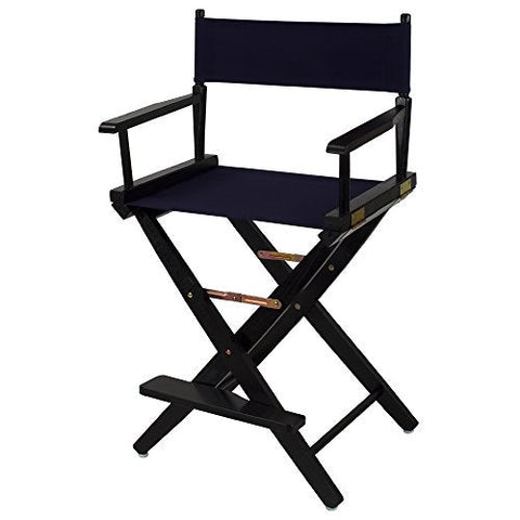 Extra-Wide Premium 24 Directors Chair Black Frame W/Navy Color Cover