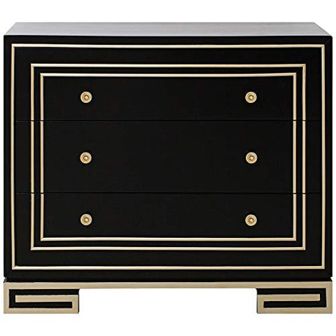 Modern Style Black with Champagne Gold Overlay Accent Drawer Chest