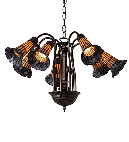 26Inch Wide Tiffany Pond Lily 7 Light Chandelier