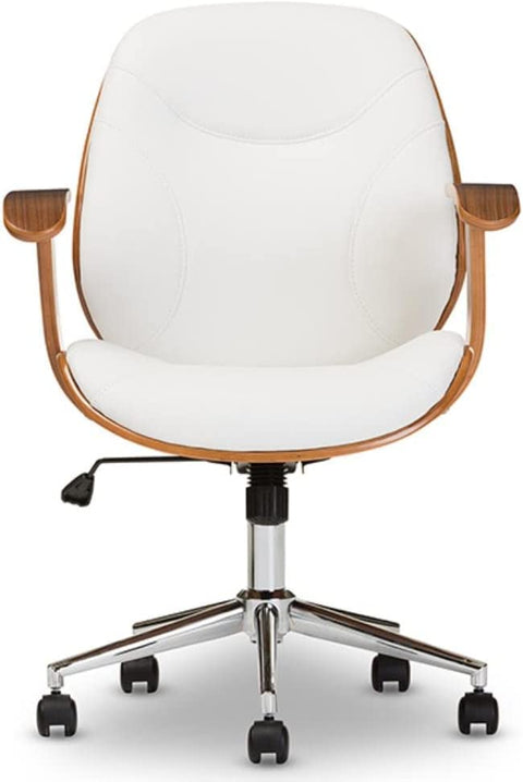 Baxton Studio Rathburn Modern and Contemporary White and Walnut Office Chair