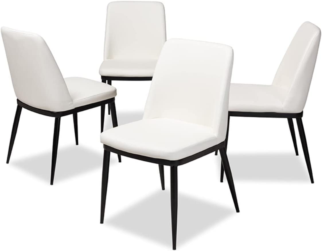 Baxton Studio Darcell Modern and Contemporary White Faux Leather Upholstered Dining Chair