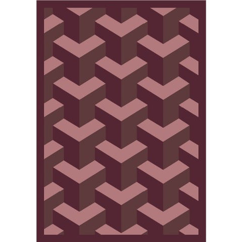 Joy Carpets Kaleidoscope Rooftop Whimsical Area Rugs, 64-Inch by 92-Inch by 0.36-Inch, Plum