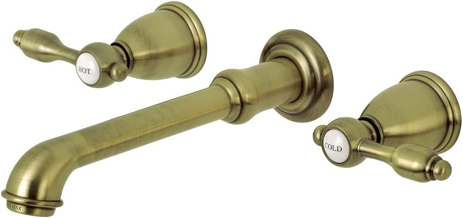 Kingston Brass KS7123TAL 8-Inch Center Wall Mount Bathroom Faucet, Antique Brass